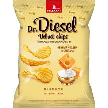 Чипсы карт. DR.DIESEL Чеддер и сметана 120г Чипсы карт. DR.DIESEL Чеддер и сметана 120г — изображение 1